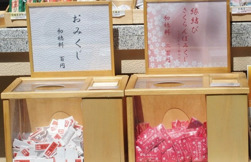 赤坂氷川神社のおみくじと縁結びさくらんぼみくじ
