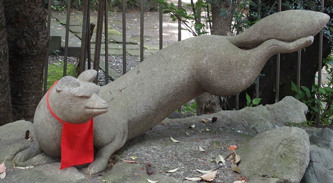 早稲田のパワースポット水稲荷神社の傷病平癒の神狐